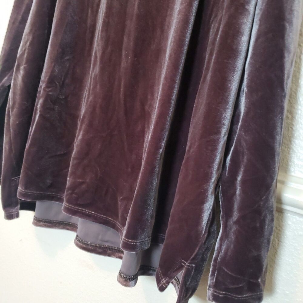 J. Jill Women Top Blouse‎ Shirt Sz L Brown Velvet Boat Neck Long Sleeve Hi-lo - Picture 2 of 16